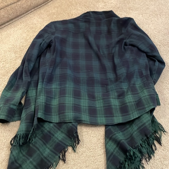 Green navy plaid shirt jacket size small - Picture 2 of 3